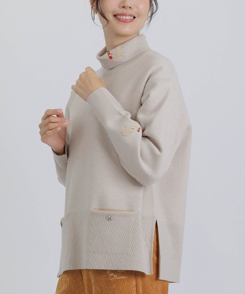 STUDIO PICONE(スタジオピッコーネ)の「ラメ刺繍ワッペンハイネックニット(ニット/セーター・レディース・ホワイト/ブラック/ベージュ・L/M)」の22枚目の写真