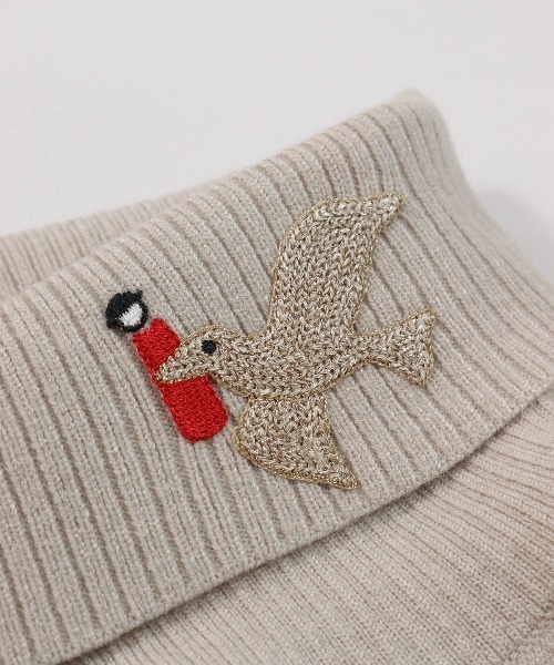 STUDIO PICONE(スタジオピッコーネ)の「ラメ刺繍ワッペンハイネックニット(ニット/セーター・レディース・ホワイト/ブラック/ベージュ・L/M)」の14枚目の写真