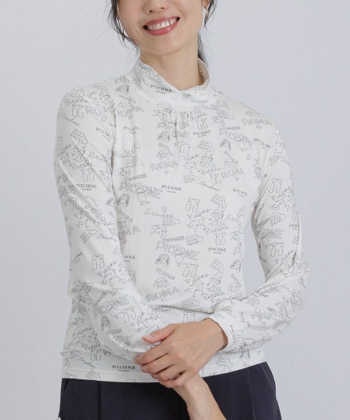 STUDIO PICONE(スタジオピッコーネ)の「総柄ハイネックプルオーバー(Tシャツ/カットソー・レディース・ピンク/ベージュ/ホワイト・M/L/LL)」の14枚目の写真