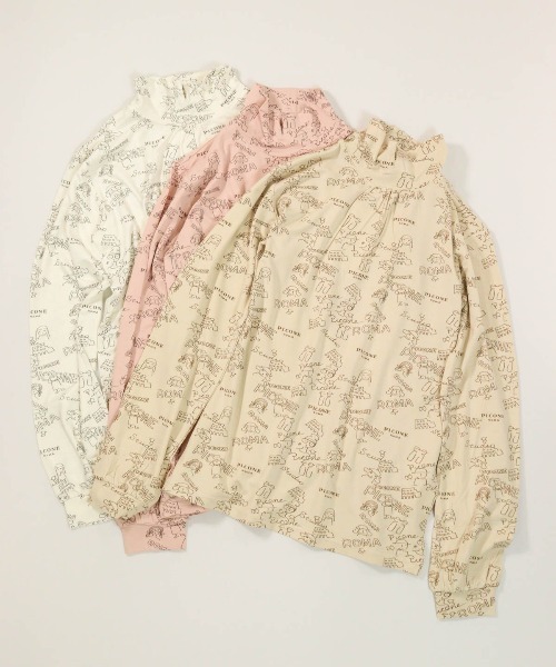 STUDIO PICONE(スタジオピッコーネ)の「総柄ハイネックプルオーバー(Tシャツ/カットソー・レディース・ピンク/ベージュ/ホワイト・M/L/LL)」の7枚目の写真