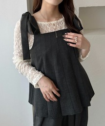 【apres jour clair】【セットアップ可能】肩リボンプリーツビスチェ