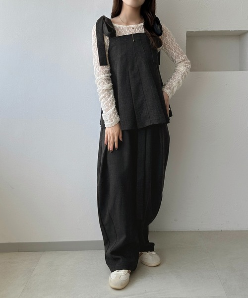 apres jour clair(アプレジュールクレア)の「【apres jour clair】【セットアップ可能】肩リボンプリーツビスチェ(その他トップス・レディース・ライトブラウン/ベージュ系その他2/ブラウン系その他/ブラック系その他・フリー/X-LARGE)」の9枚目の写真