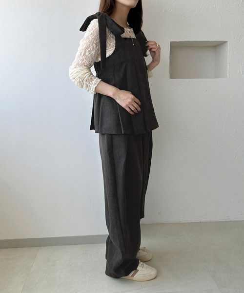 apres jour clair(アプレジュールクレア)の「【apres jour clair】【セットアップ可能】肩リボンプリーツビスチェ(その他トップス・レディース・ライトブラウン/ベージュ系その他2/ブラウン系その他/ブラック系その他・フリー/X-LARGE)」の11枚目の写真