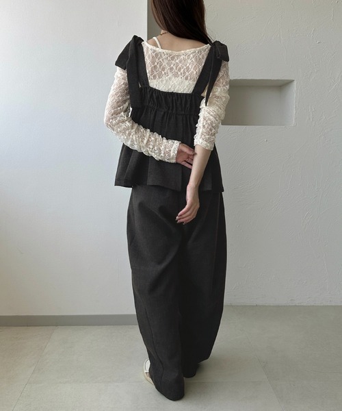 apres jour clair(アプレジュールクレア)の「【apres jour clair】【セットアップ可能】肩リボンプリーツビスチェ(その他トップス・レディース・ライトブラウン/ベージュ系その他2/ブラウン系その他/ブラック系その他・フリー/X-LARGE)」の12枚目の写真