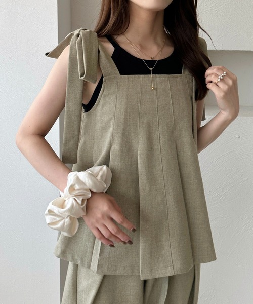 apres jour clair(アプレジュールクレア)の「【apres jour clair】【セットアップ可能】肩リボンプリーツビスチェ(その他トップス・レディース・ライトブラウン/ベージュ系その他2/ブラウン系その他/ブラック系その他・フリー/X-LARGE)」の13枚目の写真