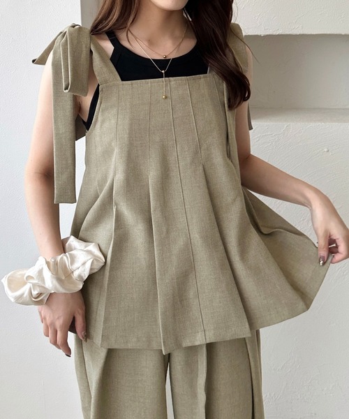 apres jour clair(アプレジュールクレア)の「【apres jour clair】【セットアップ可能】肩リボンプリーツビスチェ(その他トップス・レディース・ライトブラウン/ベージュ系その他2/ブラウン系その他/ブラック系その他・フリー/X-LARGE)」の14枚目の写真