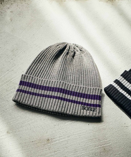 LAKOLE(ラコレ)の「配色ラインニットワッチ / 581856(ニットキャップ/ビーニー・メンズ・グレー/ブラック/アイボリー・9)」の3枚目の写真