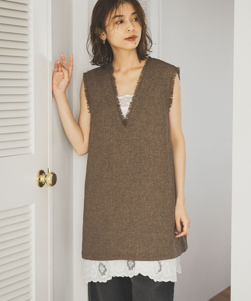【新品未使用】cadune ツイードベストワンピース セール】ツイードベストワンピース（ワンピース）｜studio CLIP