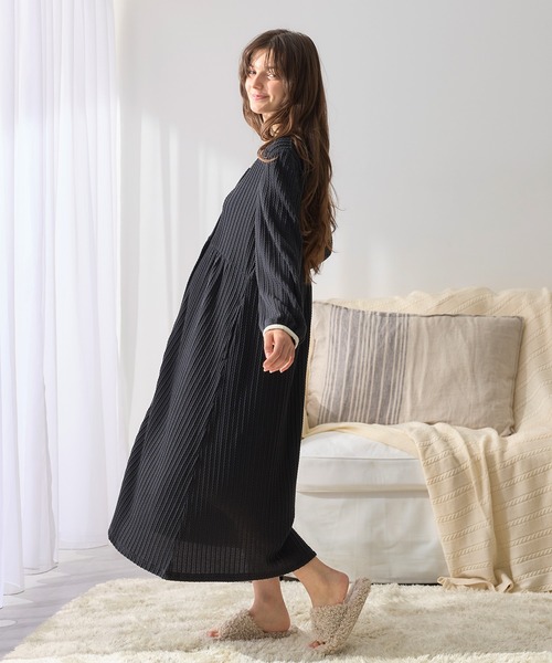 ポコポコジャガードバイカラーネグリジェ/ワンピースパジャマ/ルーム