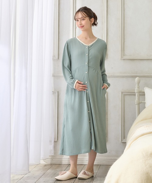 ポコポコジャガードバイカラーネグリジェ/ワンピースパジャマ/ルーム