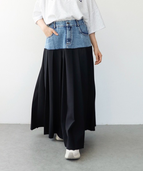 Cepica（セピカ）の「デニム×プリーツスカート（デニムスカート・レディース・ブルー・FREE）」の2枚目の写真