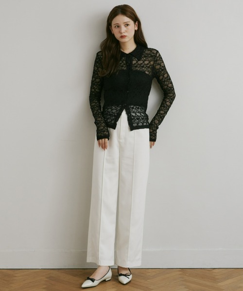 Olu.（オルドット）の「ストレッチレースシャツ（シャツ/ブラウス・レディース・アイボリー/ブラック/ブラウン・FREE）」の17枚目の写真