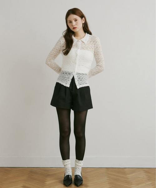 Olu.（オルドット）の「ストレッチレースシャツ（シャツ/ブラウス・レディース・アイボリー/ブラック/ブラウン・FREE）」の6枚目の写真