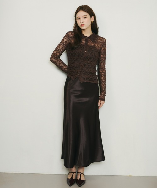 Olu.（オルドット）の「ストレッチレースシャツ（シャツ/ブラウス・レディース・アイボリー/ブラック/ブラウン・FREE）」の13枚目の写真