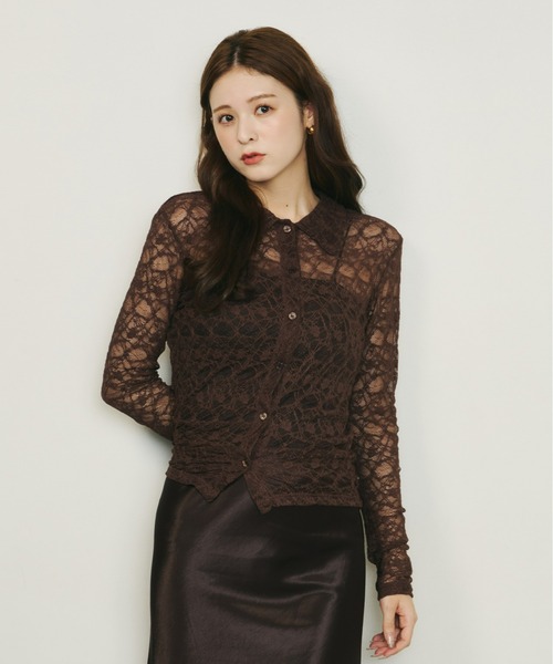 Olu.（オルドット）の「ストレッチレースシャツ（シャツ/ブラウス・レディース・アイボリー/ブラック/ブラウン・FREE）」の11枚目の写真