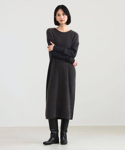 極美品✨【デミルクスビームス】 ブラック ニットドレス.M ブラック 黒 38 Demi-Luxe BEAMS（デミルクス ビームス）の「Demi-Luxe BEAMS