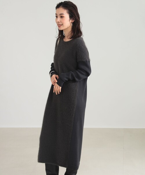 フラッフィ クルーネック ニット ワンピース（ワンピース）｜Demi-Luxe