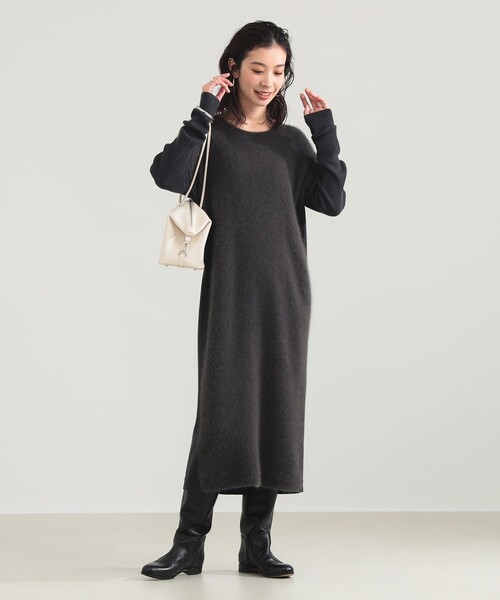 フラッフィ クルーネック ニット ワンピース（ワンピース）｜Demi-Luxe