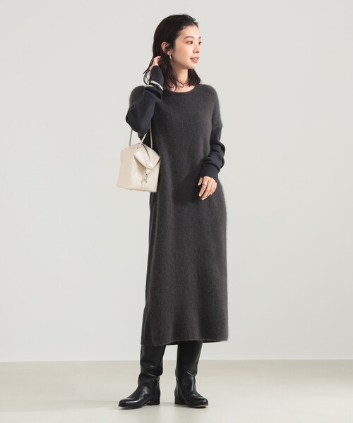 フラッフィ クルーネック ニット ワンピース（ワンピース）｜Demi-Luxe
