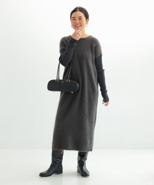 フラッフィ クルーネック ニット ワンピース（ワンピース）｜Demi-Luxe