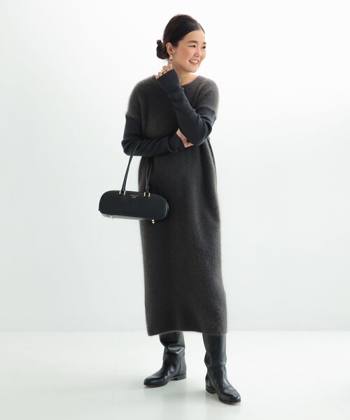 フラッフィ クルーネック ニット ワンピース（ワンピース）｜Demi-Luxe