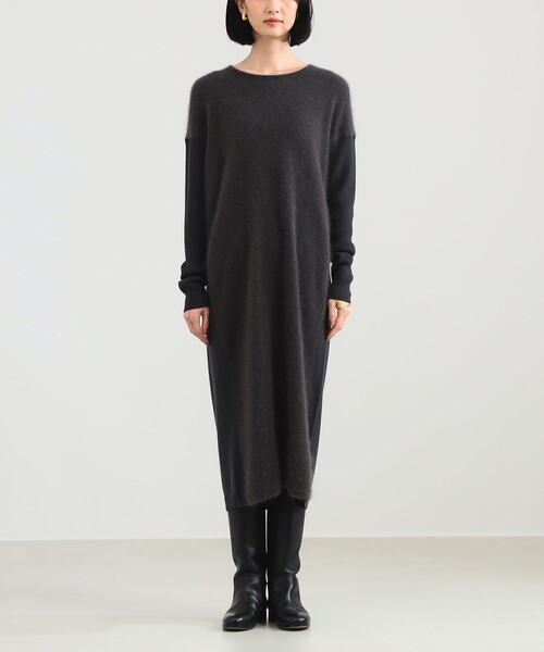 フラッフィ クルーネック ニット ワンピース（ワンピース）｜Demi-Luxe