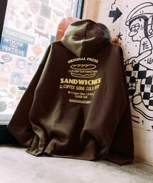 限定展開 LANDER SANDWICHES×FREAK'S STORE/ランダー 別注 ビッグシルエット バックプリント スウェットパーカー
