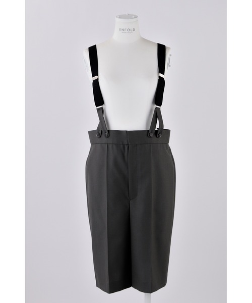 ENFOLD（エンフォルド）の「High Twist Weaveキュロットサロペット（サロペット/オーバーオール・レディース・ブラック/グレー・38/36）」の2枚目の写真