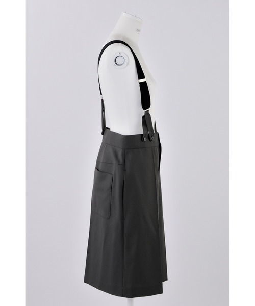 ENFOLD（エンフォルド）の「High Twist Weaveキュロットサロペット（サロペット/オーバーオール・レディース・ブラック/グレー・38/36）」の3枚目の写真
