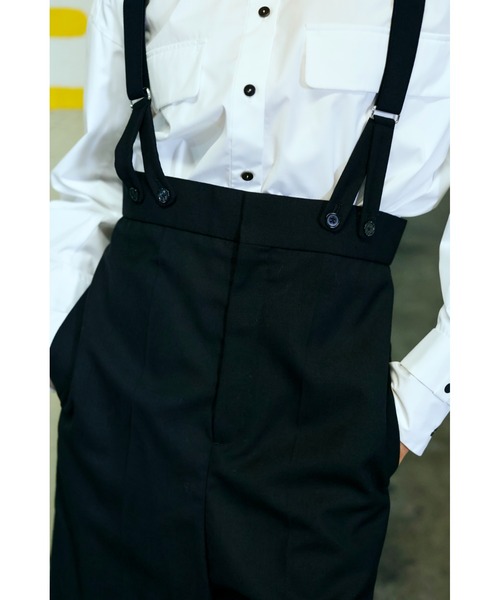 ENFOLD（エンフォルド）の「High Twist Weaveキュロットサロペット（サロペット/オーバーオール・レディース・ブラック/グレー・38/36）」の9枚目の写真