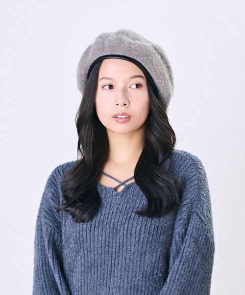 CoAla ファー付きブラウンベレー帽 CoAla ファー付きブラウンベレー帽