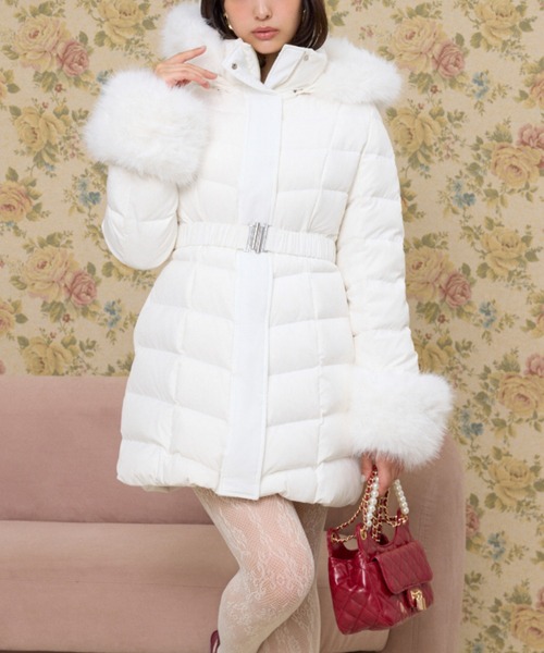 リエンダ　ロングダウンコート リエンダ rienda Faux FurロングダウンCT （ライトグレー
