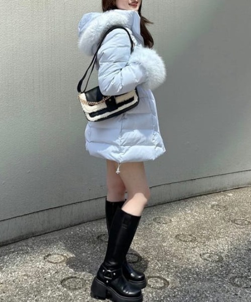 神くびれダウン】Aラインダウンワンピコート 秋服 冬服（ダウン