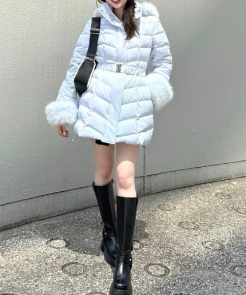 神くびれダウン】Aラインダウンワンピコート 秋服 冬服（ダウン