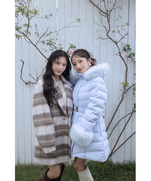 神くびれダウン】Aラインダウンワンピコート 秋服 冬服（ダウン