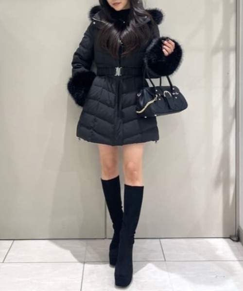 神くびれダウン】Aラインダウンワンピコート 秋服 冬服（ダウン