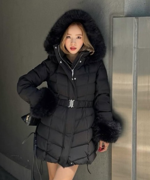 神くびれダウン】Aラインダウンワンピコート 秋服 冬服（ダウン