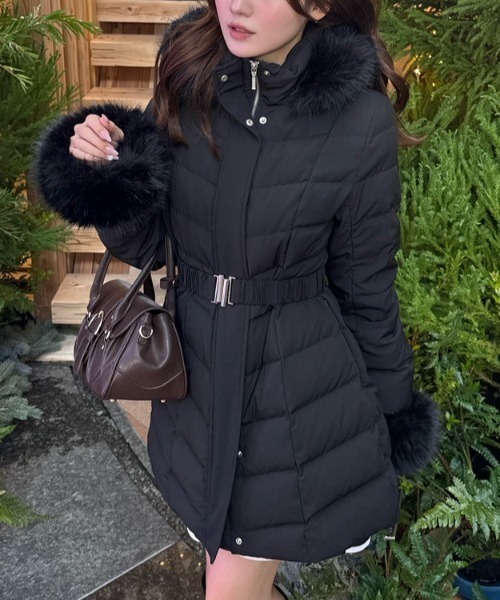 神くびれダウン】Aラインダウンワンピコート 秋服 冬服（ダウン