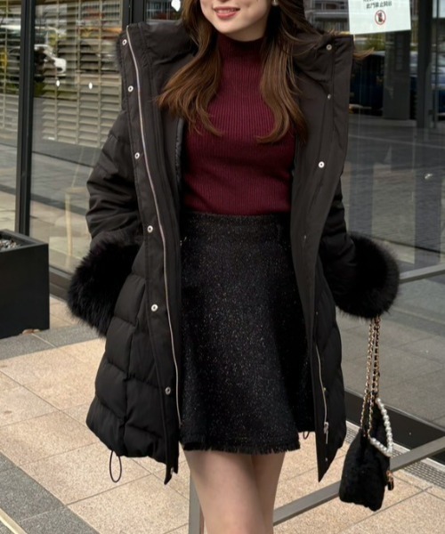 神くびれダウン】Aラインダウンワンピコート 秋服 冬服（ダウン