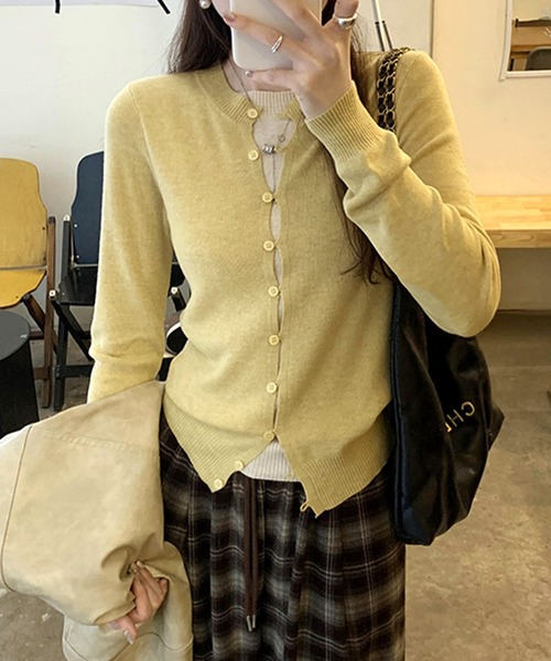 by LEGNA（バイレグナ）の「フェイクレイヤード ニットカーディガン（ニット/セーター・レディース・イエロー/ホワイト/ベージュ系/ライトグレー/レッド/ダークグレー/ネイビー/ブラック・FREE）」の9枚目の写真