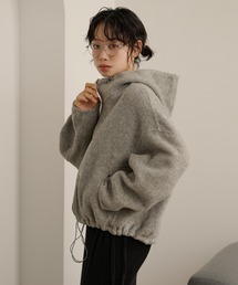 cocoon zip up hoodie blouson /コクーンジップアップフーディーショートブルゾン