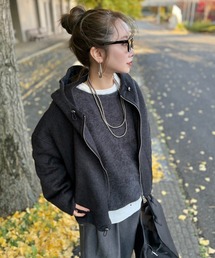 LAULEN | cocoon zip up hoodie blouson /コクーンジップアップフーディーショートブルゾン(その他アウター)