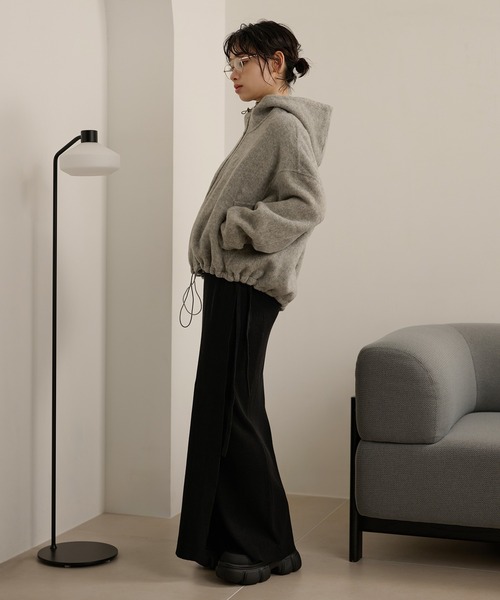 LAULEN（ローレン）の「cocoon zip up hoodie blouson /コクーンジップアップフーディーショートブルゾン（その他アウター・レディース・グレー/チャコールグレー・FREE）」の14枚目の写真