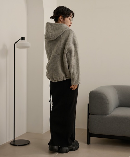 LAULEN（ローレン）の「cocoon zip up hoodie blouson /コクーンジップアップフーディーショートブルゾン（その他アウター・レディース・グレー/チャコールグレー・FREE）」の15枚目の写真
