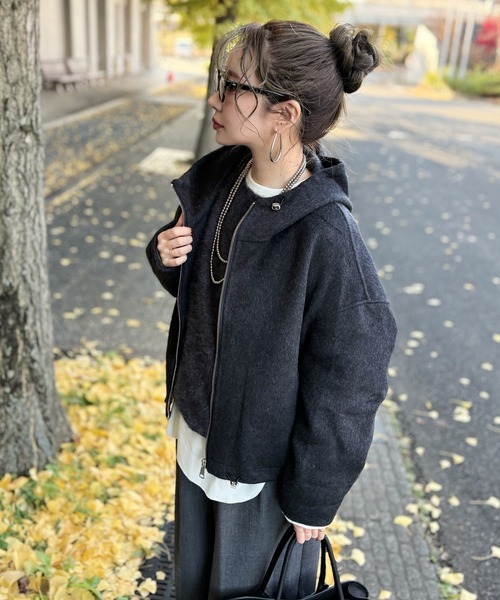 ジャケット・アウター UNUSED HOODED SHORT BLOUSON 24ss Shoowtime（ショウタイム）の「Synthetic leather hooded short