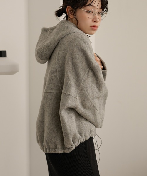 LAULEN（ローレン）の「cocoon zip up hoodie blouson /コクーンジップアップフーディーショートブルゾン（その他アウター・レディース・グレー/チャコールグレー・FREE）」の11枚目の写真