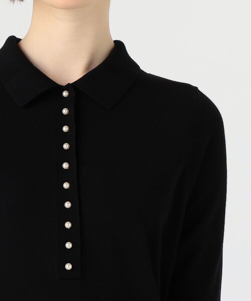 ウールポリエステルパールコンビ ポロロングワンピース（ワンピース