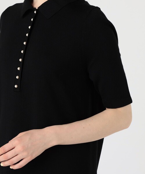 ウールポリエステルパールコンビ ポロロングワンピース（ワンピース