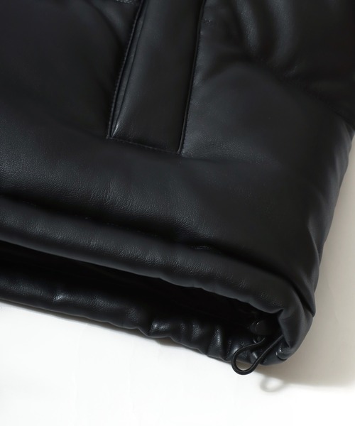 FIRST DOWN(ファーストダウン)の「FIRST DOWN/ファーストダウン VEGAN LEATHER BUBBLE DOWN JACKET/ヴィーガンレザーバブルダウンジャケット/レディース メンズ(ダウンジャケット/コート・メンズ・ブラック・M/L/XL)」の6枚目の写真