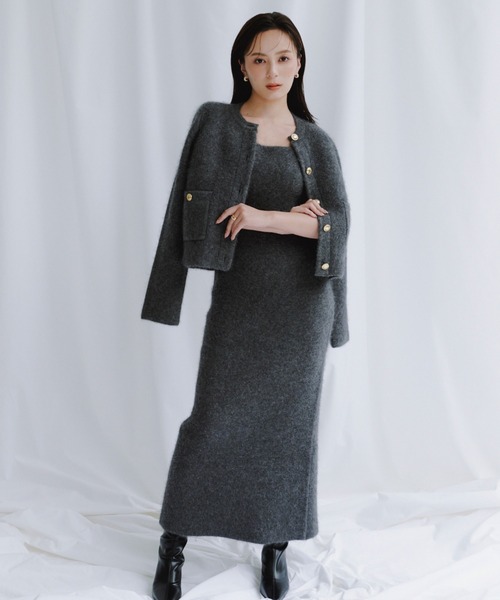 【美品】カシミヤブレンドキャミソールニットワンピース アニュアンス anuans カシミヤブレンドキャミソールニットワンピース（ワンピース